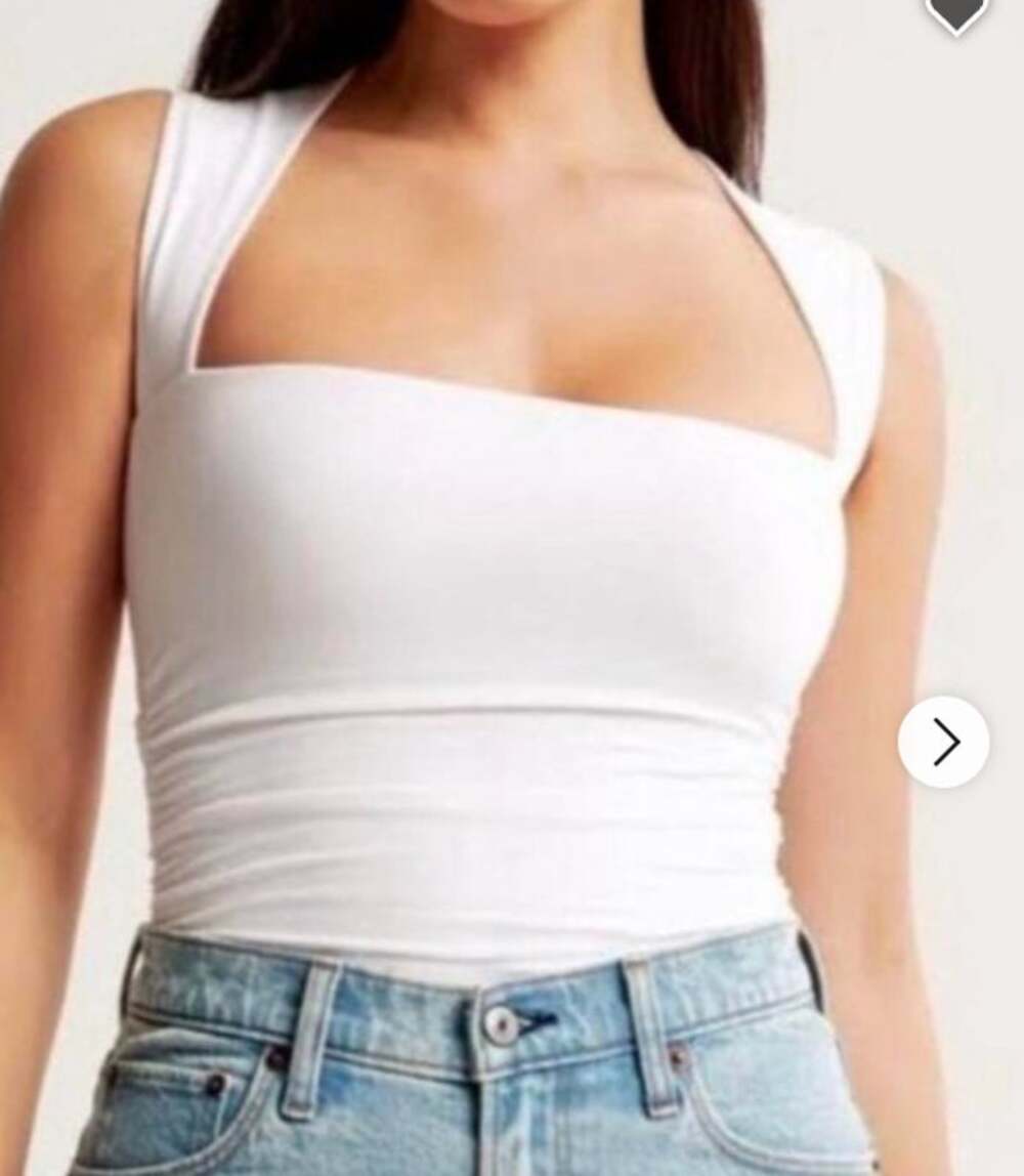 Abercrombie & Fitch AvaSquare Neck Ruched Bodysuit White Large
